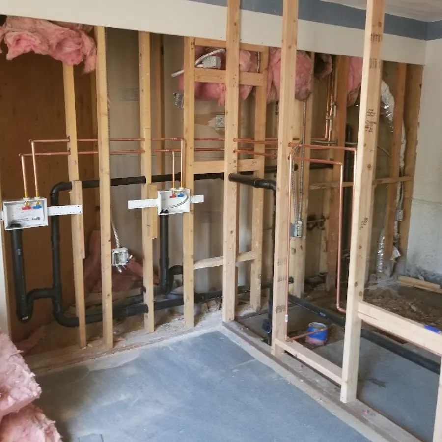 Copper pipe rough-in and plumbing installation in Lewisville